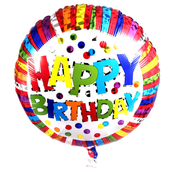 Whimsical Happy Birthday Foil Balloons with Attached Ribbons, 18 in ...