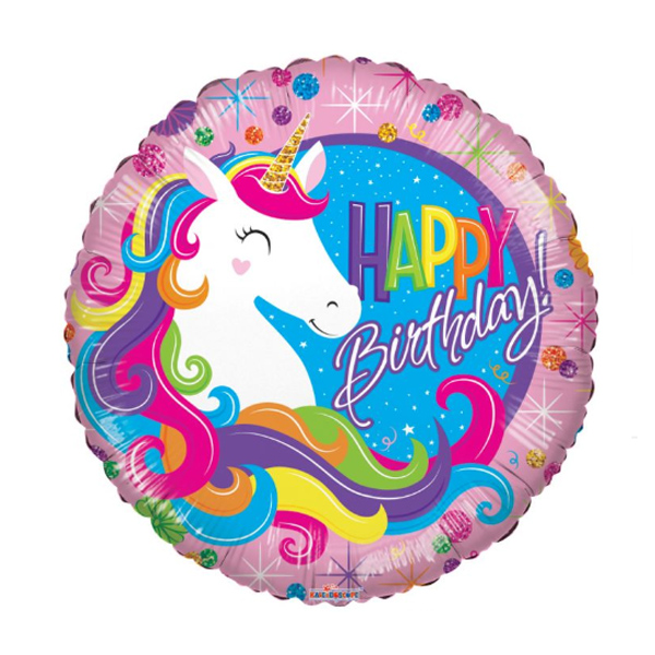 18″ Happy Birthday Unicorn Foil Balloon – Sig's Party 'N Gifts
